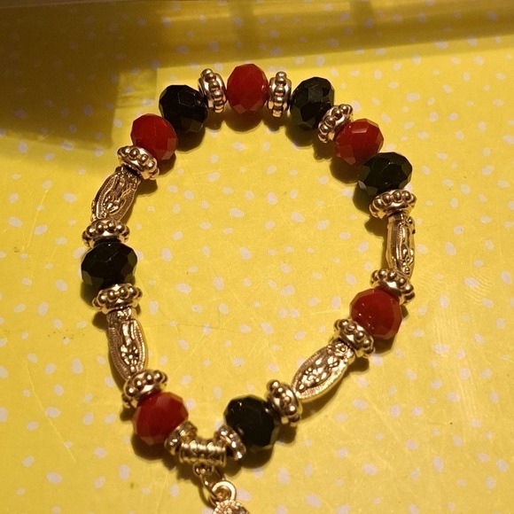 Wholesale Bracelet red Black Beads Religious Bracelet Stretch gold beads lot 10 - Picture 4 of 6